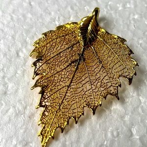 Hand made 24k dipped real leaf pendant
